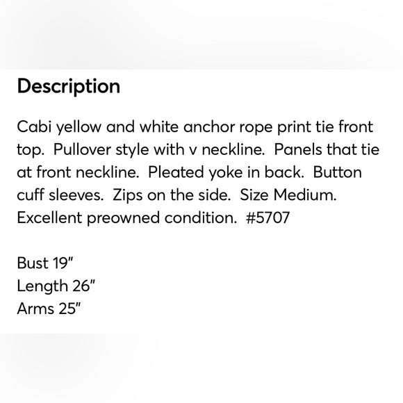 NWT - Cabi Yellow and White Nautical Blouse 🌼 - Picture 10 of 10